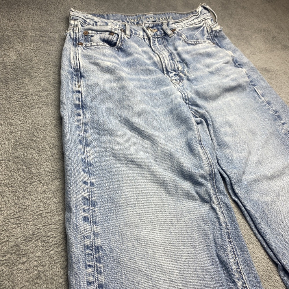 American Eagle Jeans Womens Size 0 Blue Super High Rise Baggy Wide Leg, Denim - Picture 4 of 16